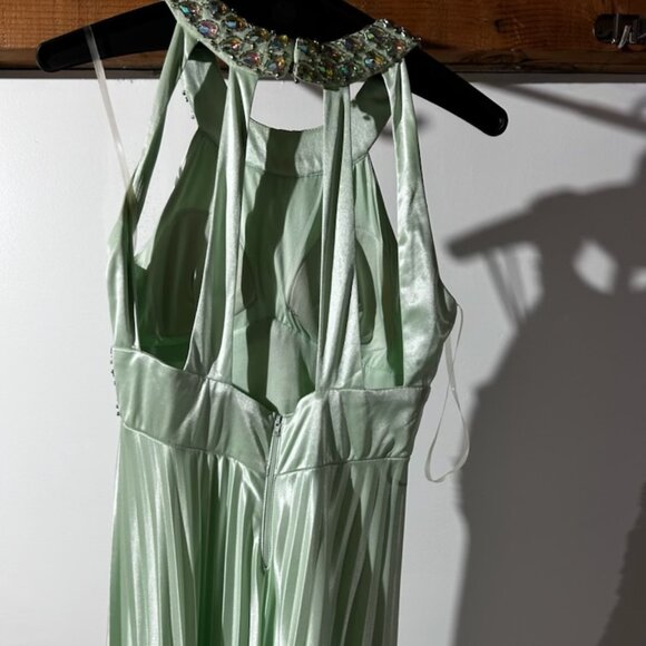 Light Green Prom Dress with Jeweled Neckline and Waist - Picture 2 of 9